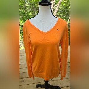 Tommy Hilfiger Orange Fitted Long Sleeve Hoodie